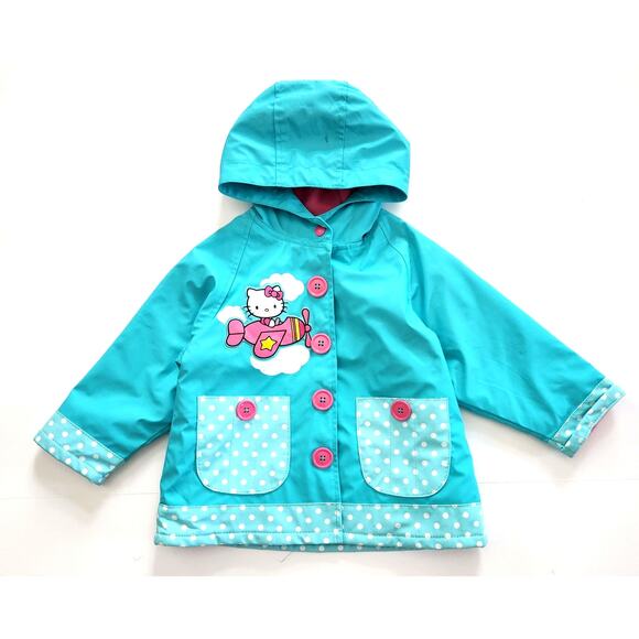Western Chief Sanrio Hello Kitty in Flight Raincoat Turquoise & Pink | Girls 2T - Picture 3 of 11